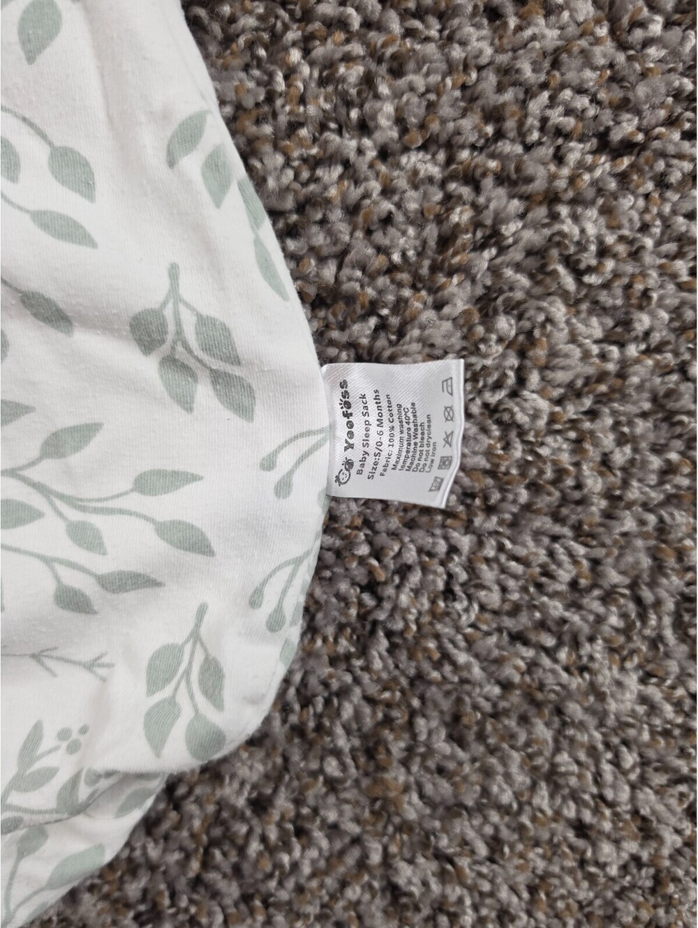 Yoofoss Baby Sz 0-6M Sleep Sack Sage Green White Leaf Print Unisex - Picture 2 of 3